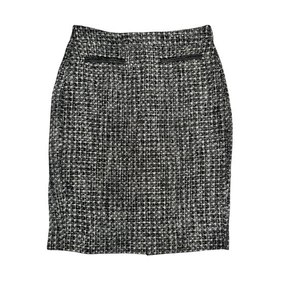 Worthington Black & White Tweed Pencil Skirt Women's 2 Back Slit Preppy Office - Picture 2 of 15